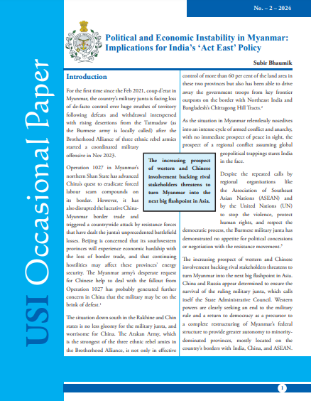 Political and Economic Instability in Myanmar: Implications for India's Act East Policy